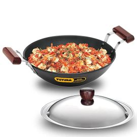 Hawkins Futura 2.5 Litre Deep Fry Pan, Hard Anodised Kadai with Stainless Steel Lid