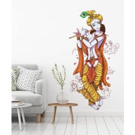 Multicolor - Lord Krishna with Flute Wall Sticker